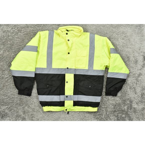 American Worker Green Bomber Jacket Nylon Medium ANSI Class III Safety Jacket - Picture 3 of 9
